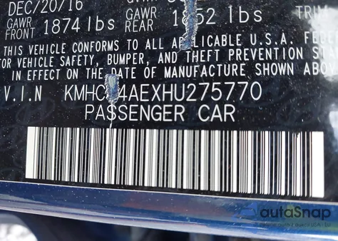 2017 Hyundai Accent Se from USA, damaged, VIN KMHCT4AEXHU275770